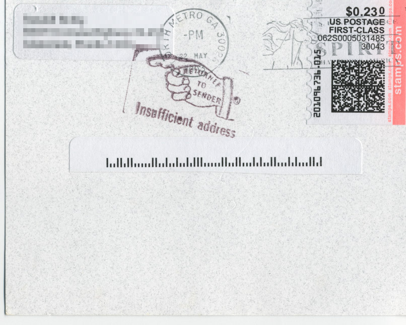 A postcard with just a barcode for the address.